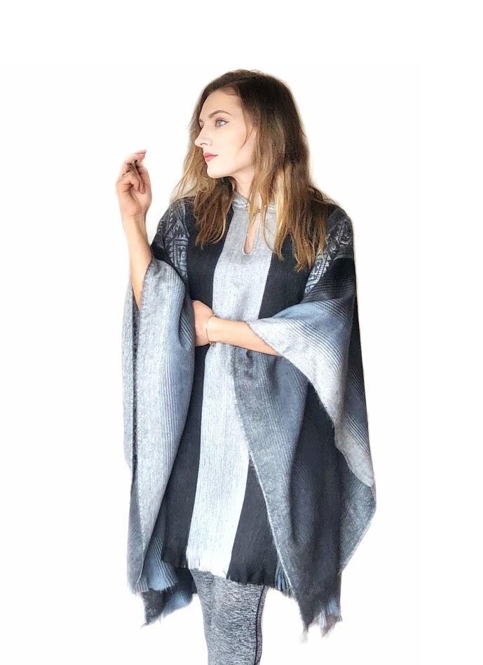 Soft Blues Alpaca Poncho